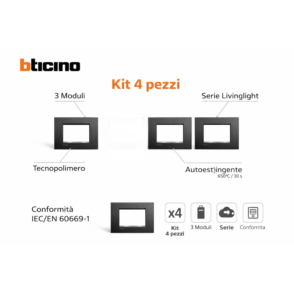 Placca pezzi 4 living light tecnopolimero lna4803ar antracite