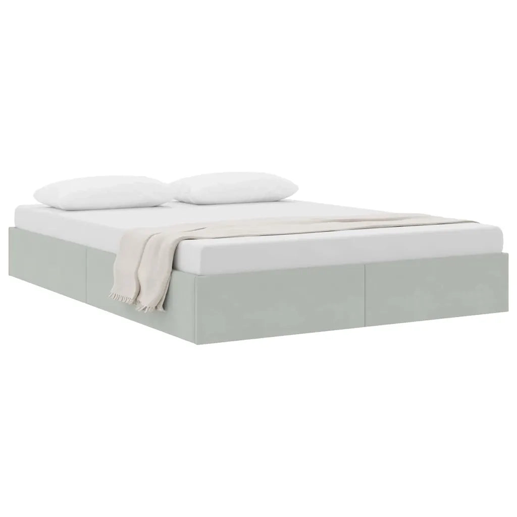 Letto con Contenitore Grigio Chiaro 137 x 190 cm Velluto 3370134