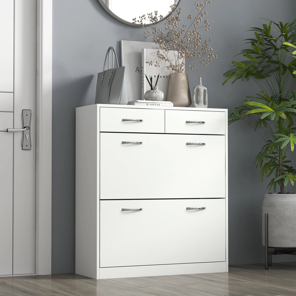 Scarpiera con cassetti e ante ¨C zephmum ¨C legno naturale 80x30x91.5 cm