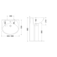Lavabo eco in ceramica champagne monoforo sospeso 58 cm