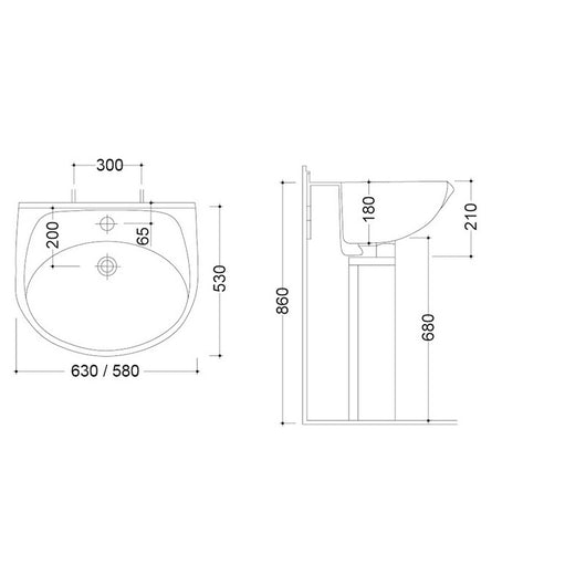 Lavabo eco in ceramica champagne monoforo sospeso 62 cm
