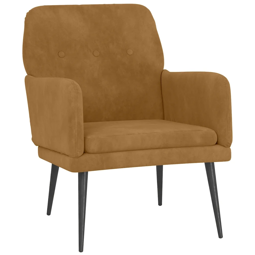 Poltrona-Divano Sedia-Poltroncina Marrone 62x79x79 cm Velluto