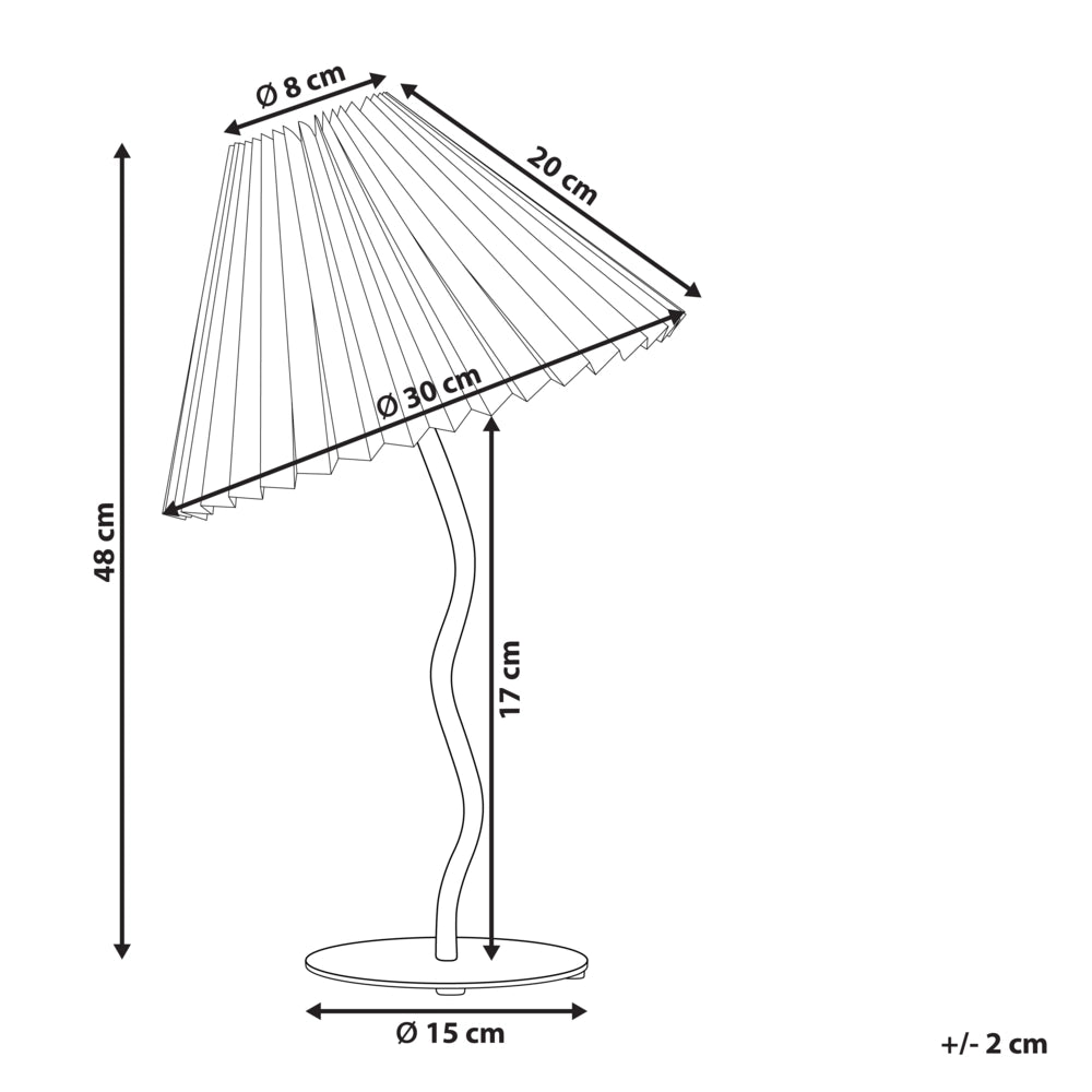 Lampada da tavolo moderna con base in metallo e paralume sintetico plissettato bianco camera da letto comodino