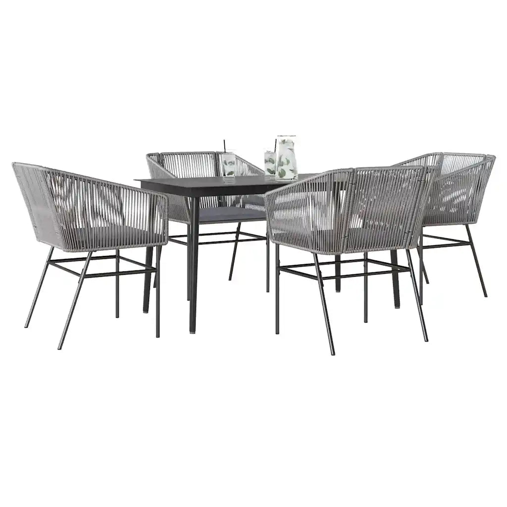 Set da Pranzo da Giardino 5 pz | Set Salotto da Giardino con Cuscini Polyrattan Vetro