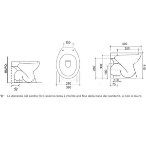 Vaso scarico a muro eco in ceramica champagne