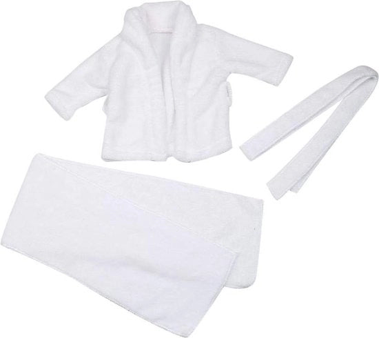 Set di camicia e asciugamano per la fotografia di neonati - bianco - accessori per neonati - cappuccio - asciugamani per il bagno - fotosessanta - 3-6 mesi.