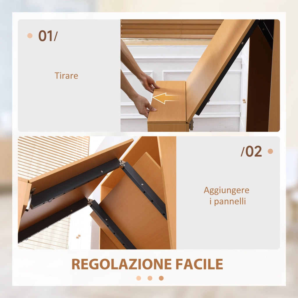 EasyComfort Tavolo Pieghevole da Pranzo max 3 Persone, in Truciolato e Acciaio, 75x144x144.5 cm, color Legno