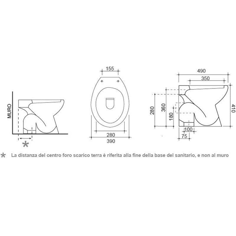 Vaso scarico a pavimento eco in ceramica champagne