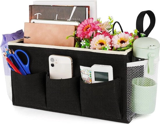 Organizzatore di letto, letto a soppalco, cassetto per letto, sacchetto per appendere, organizzatore per la casa, stanza da letto, letto a castello, letto ospedaliero, letto per bambini, cassetto per letto (nero)