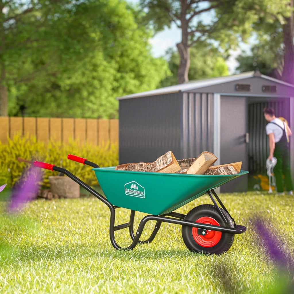 ® Carriola 100 Litri da Giardino Cantiere Costruzione Portata Massima 250kg con Pneumatico Vasca Polipropilene