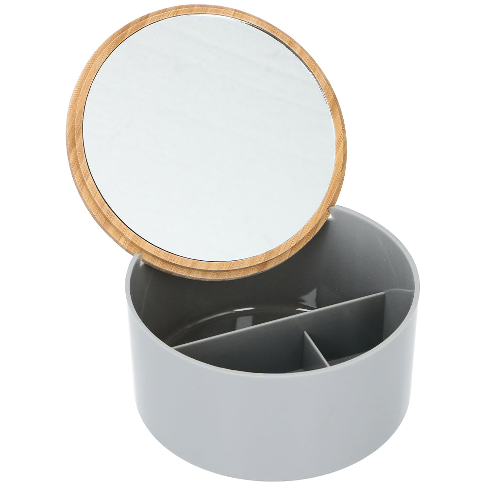 Organizer Contenitore Trucco Gioielli Coperchio Apribile e Specchio 3 Scomparti