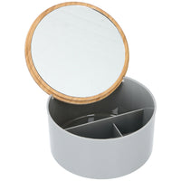 Organizer Contenitore Trucco Gioielli Coperchio Apribile e Specchio 3 Scomparti