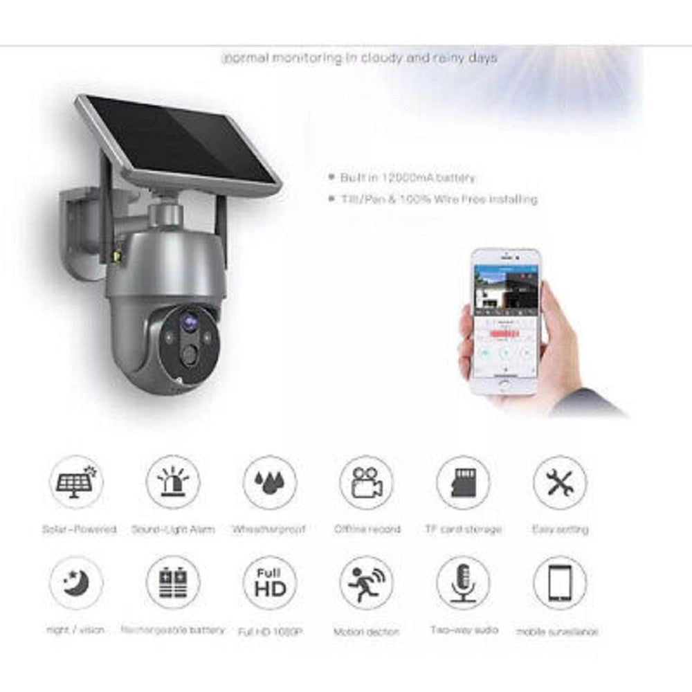 Trade Shop - Camera Con Pannello Solare Wifi P2p 355° 12a 3,6mm Audio Bidirezionale Q-sx01 -