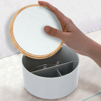 Organizer Contenitore Trucco Gioielli Coperchio Apribile e Specchio 3 Scomparti