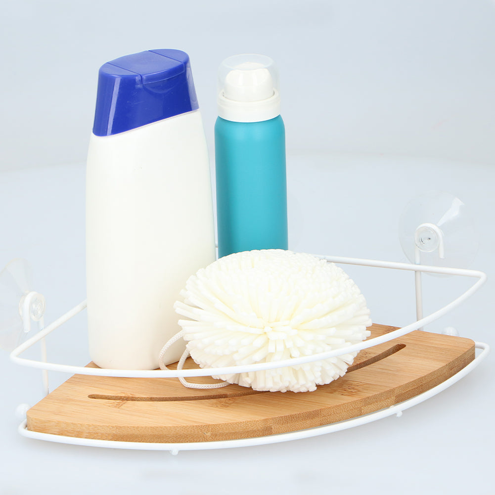 Mensola Angoliera da Bagno Montaggio a Parete con Ventose Senza Fori per Doccia