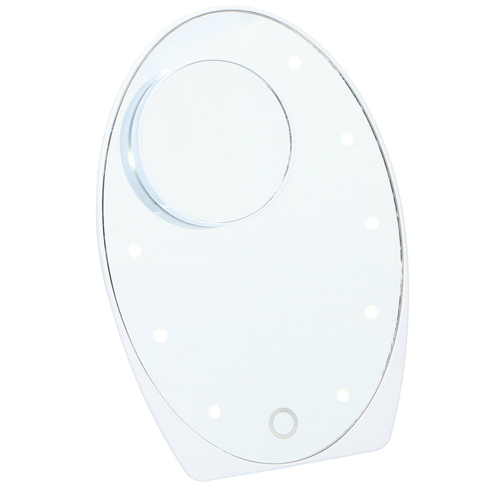 Specchio Ovale per Trucco Makeup Luci Led e Regolazione Touch Ingrandimento 5x