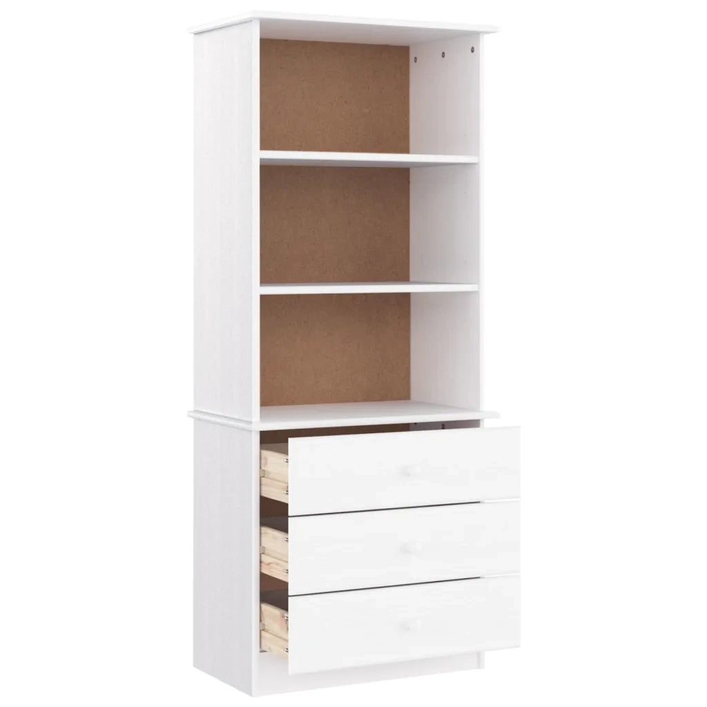 Libreria con Cassetti ALTA Bianca 60x35x142 cm Massello di Pino 353952