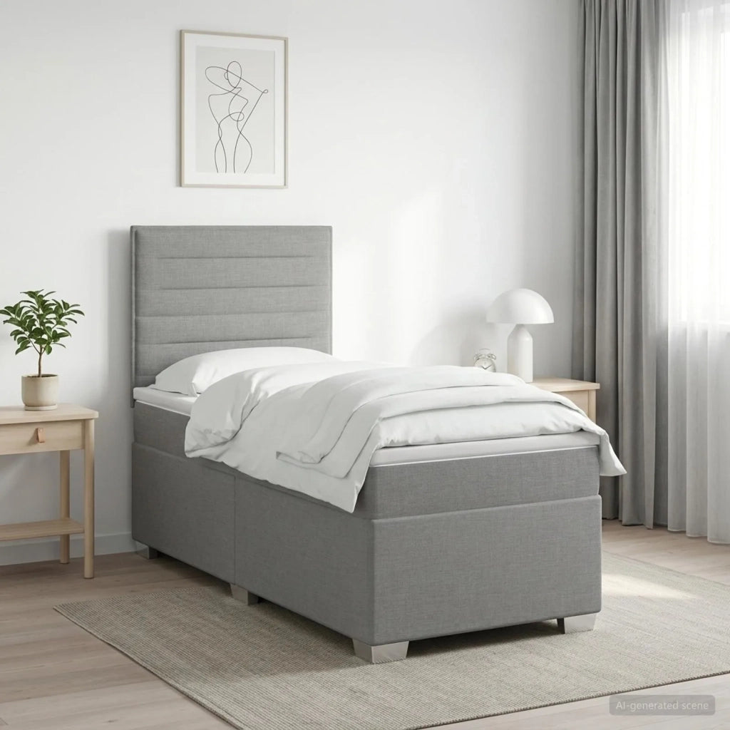 Letto box spring con materasso Grigio Chiaro 100 x 200 cm 3454796