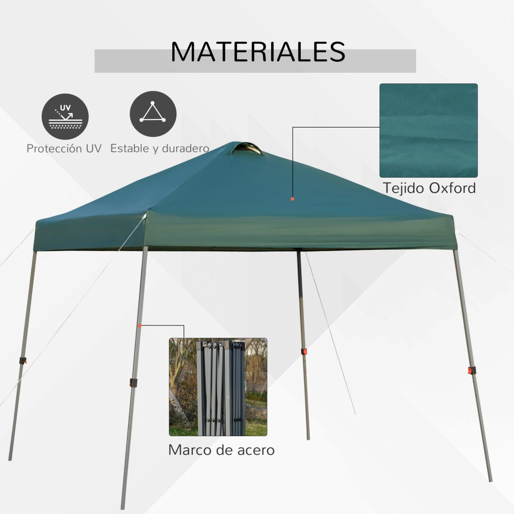 Gazebo da Giardino Pieghevole ¨C zephmum ¨C Verde Acciaio 3x3m