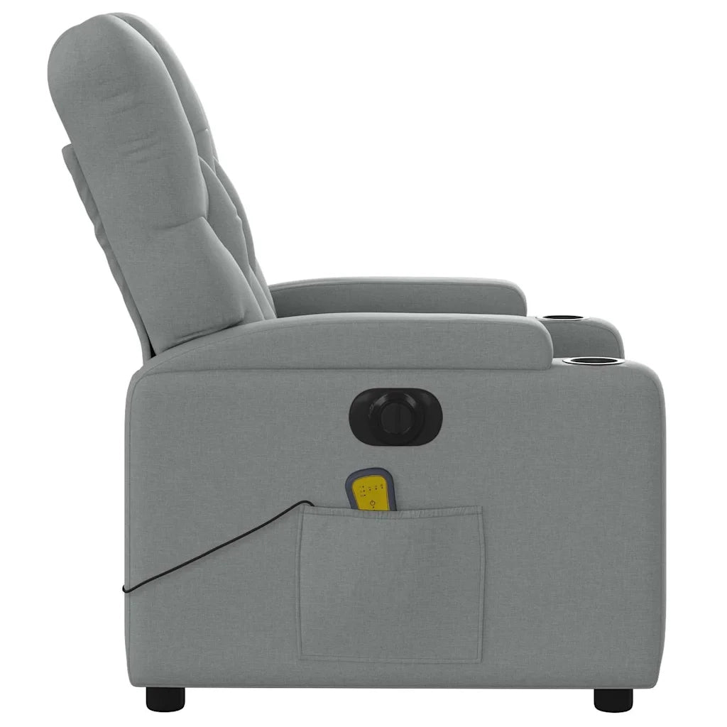 Divano Sedia-Poltrona Reclinabile Massaggio Elettrica Grigio Chiaro Tessuto 292664