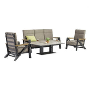 Tempo Style - Salottino Lounge KEA PLUS in alluminio antracite | Lounge da giardino con divano, tavolo, 2 poltrone e cuscini | Set di mobili da giardino in metallo da 5 persone