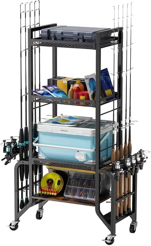 Carrello per Biciclette 4 Livelli - 10 Posti - Sostenibile - Carrello per Biciclette - Capacità di Carico 50 kg - 4 Ruote con Freni - Acciaio di Carbonio - Carrello per Biciclette con 4 Livelli