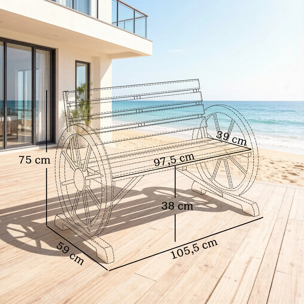 PANCA da giardino 3 posti 105,5 x 59 x 75 cm in legno multicolore