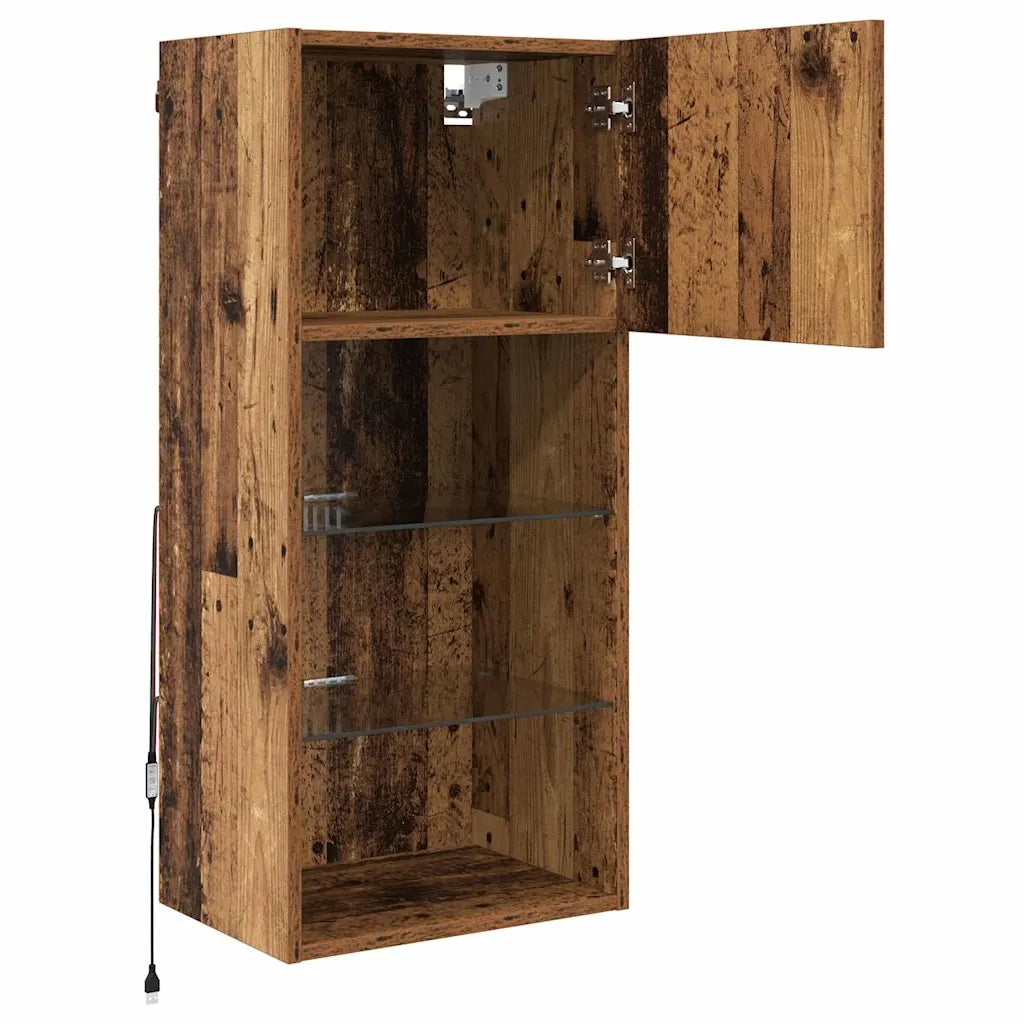 Mobile TV da Parete con LED Legno vecchio 40,5 x 30 x 90 cm 882954