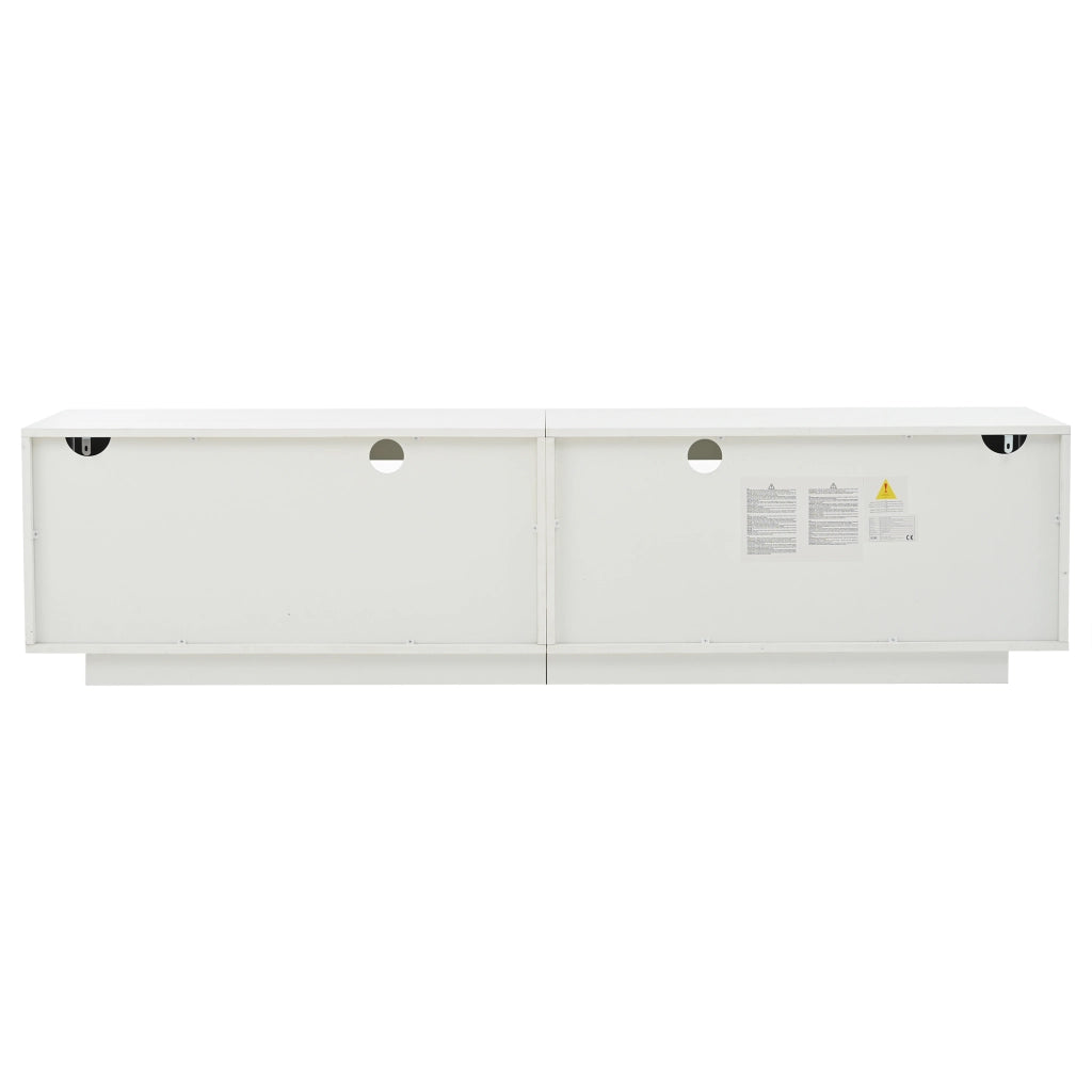 Mobile TV con 2 Ante; 2 Cassetti e 2 Vani; LED; Frontale Lucido; per Soggiorno; 180×40×45 cm; Bianco