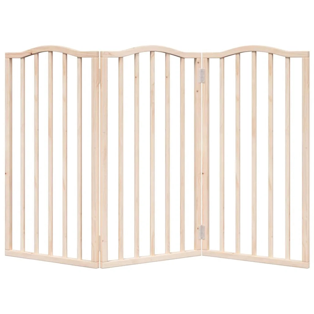 Cancelletto di sicurezza pieghevole a 3 pannelli per cani 150 cm legno di pioppo marrone 02_0023077
