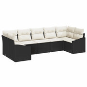 Set Divano da Giardino 7 pcs Nero e Crema polyrattan 3355536
