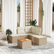 Set Divano da Giardino 6 pz con Cuscini Beige in Polyrattancod mxl 111595