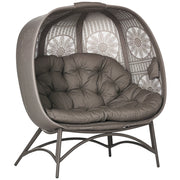 Sedia da giardino per 2 persone pieghevole con cuscini ¨C zephmum ¨C sabbia acciaio 126x90x142 cm