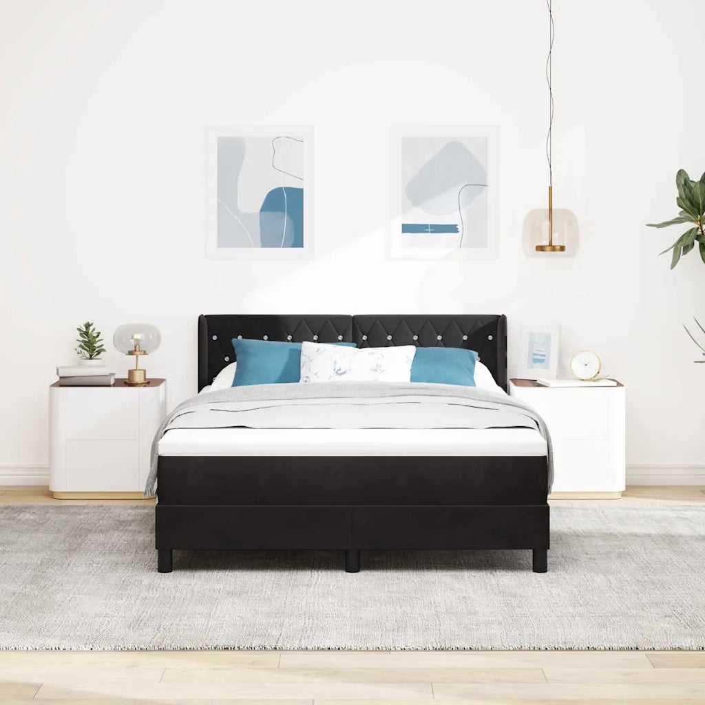 Letto a molle con materasso Nero 200 x 160 cm Poliestere 3341422