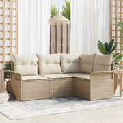 Set Divano da Giardino con cuscino 4 pcs Beige polyrattan