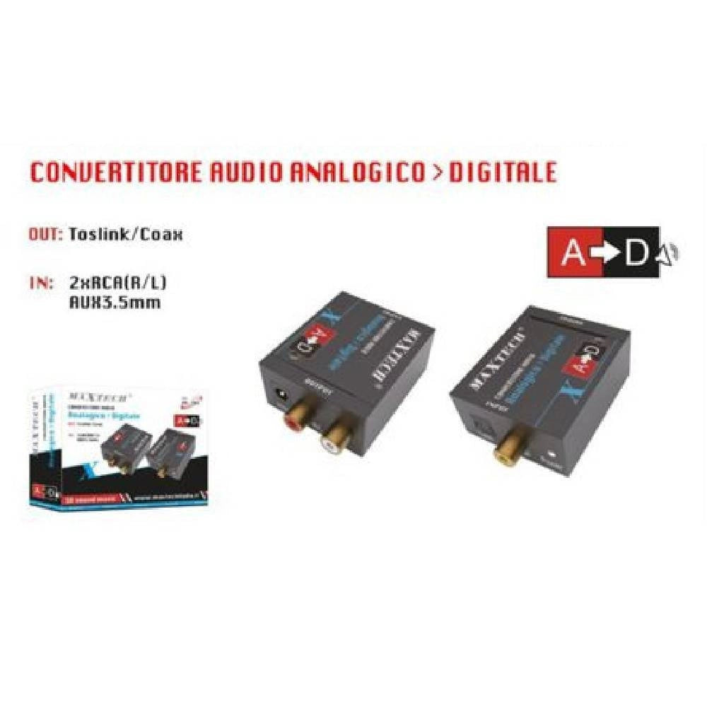 Trade Shop - Convertitore Audio Da Analogico R/l A Digitale Coassiale Toslink Maxtech Dk-202 -