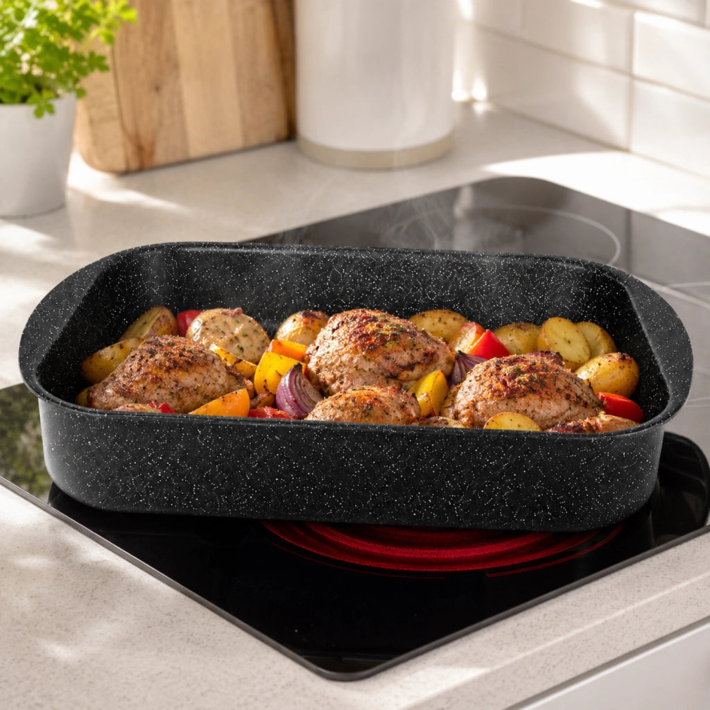 Lasagnera da Forno 25x20 cm - Linea Pietra Lavica - Alluminio Pressato Antiaderente Magma Coating Effetto Pietra - Idonea fino a 250°C - GMD Italy