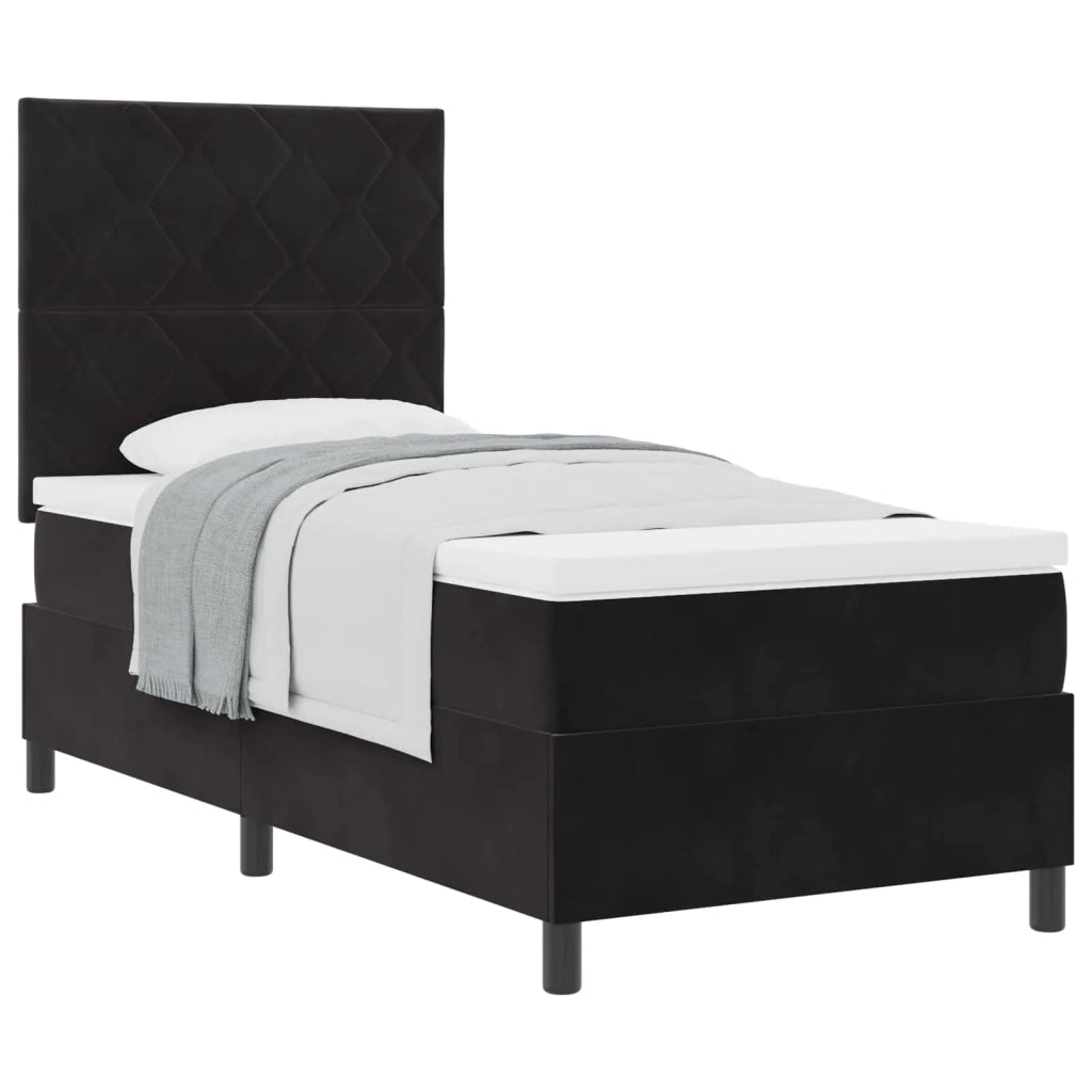 Letto a molle con materasso Nero 90 x 200 cm Velluto 3339874