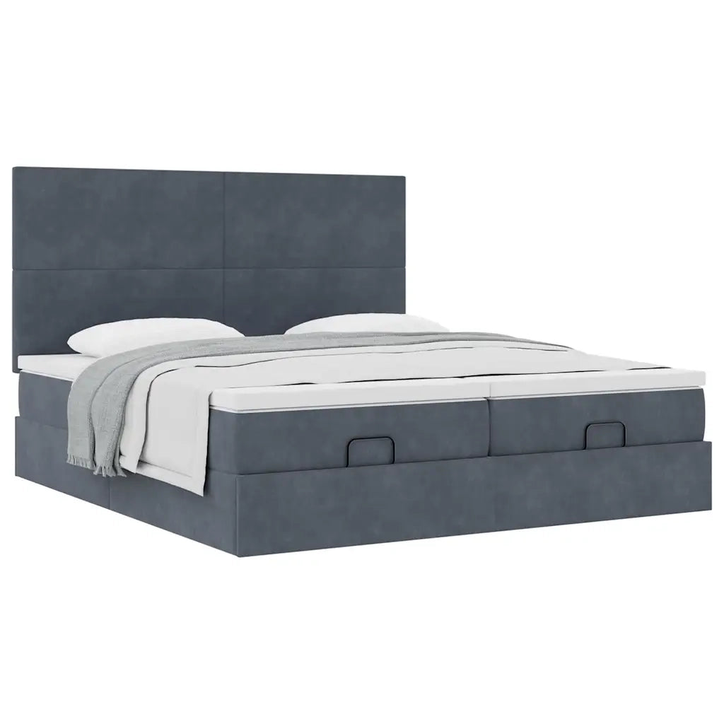 Struttura Letto Pouf con Materassi 160x200 cm in Velluto 3313749