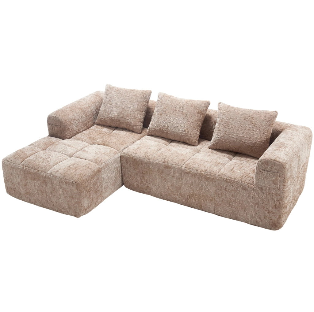 Divano con chaise longue 250x158x60 cm; senza installazione; con cuscini sfoderabili in chenille kaki