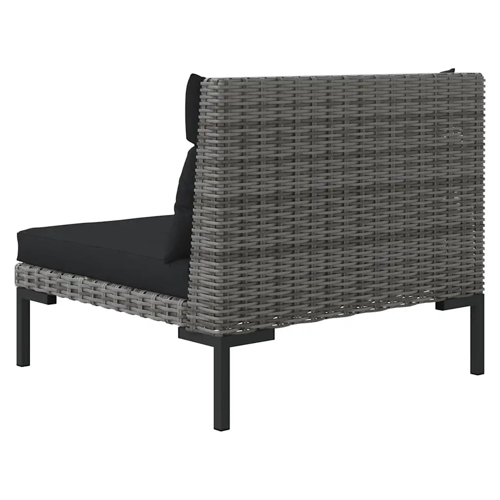 Salotto da Giardino-Set Divani da Giardino 3 pz Grigio Scuro Polyrattan Mezzo Tondo 560209