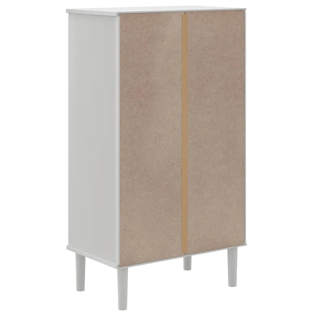Scarpiera | Mobile per scarpe SENJA Aspetto Rattan Bianco 59,5x35x107 cm Massello