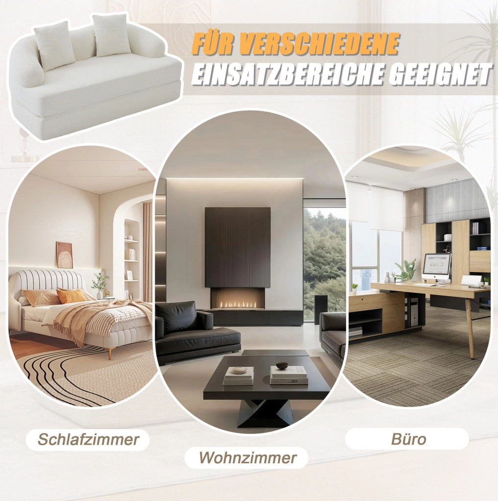 Divano letto 2 posti pieghevole in ciniglia beige