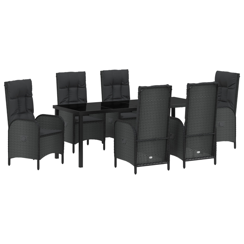 Set di Arredamento da Giardino 7 Pezzi Nero Rattan Polimerico