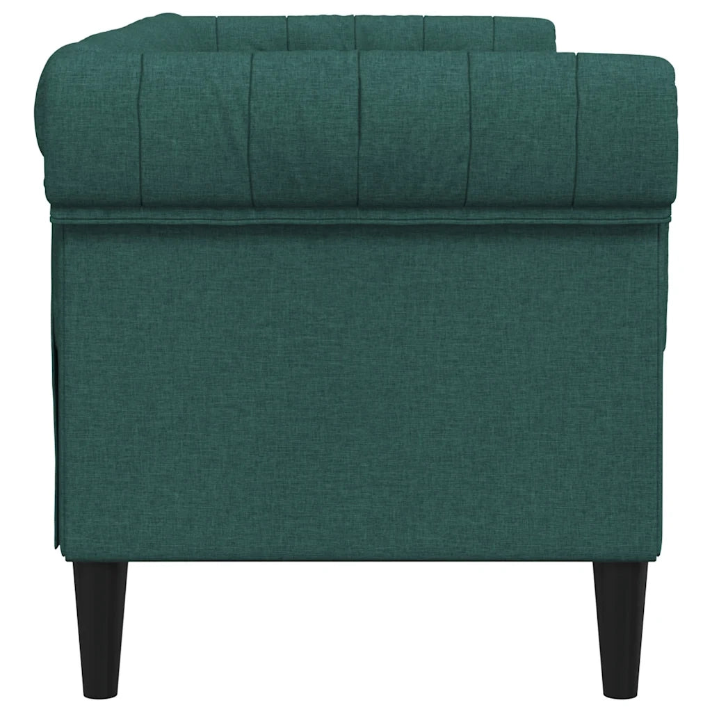 Divano Chesterfield a 2 Posti Verde Scuro in Tessuto 372551