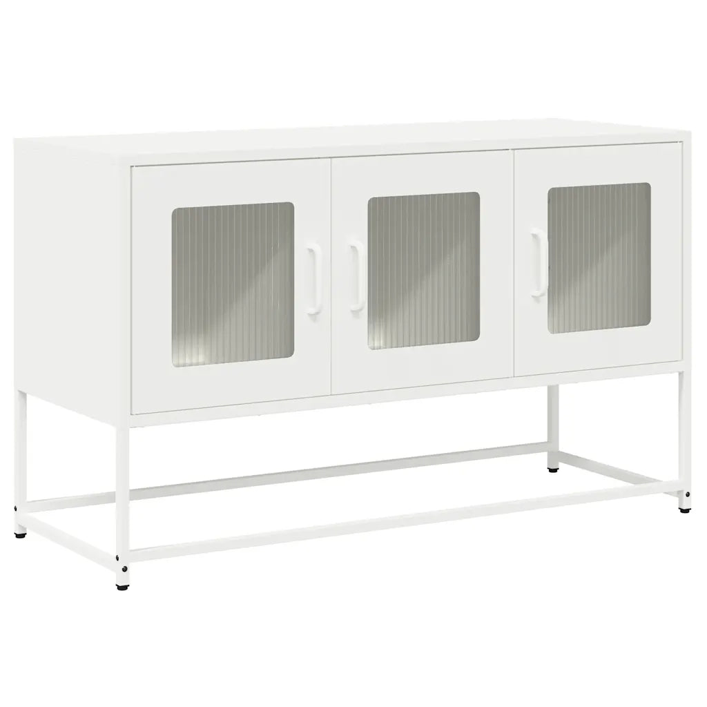 Mobile TV Bianco 100,5x39x60,5 cm in Acciaio Laminato a Freddo 853343