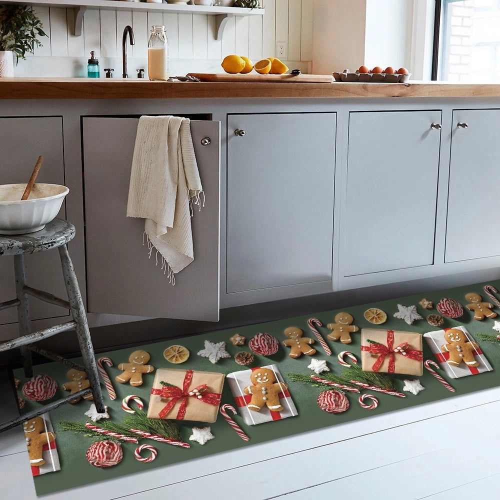 Tappeto Cucina Natale Pvc 51x190 cm Antimacchia Passatoia Antiscivolo Antisfilo Lavabile Dis_NA