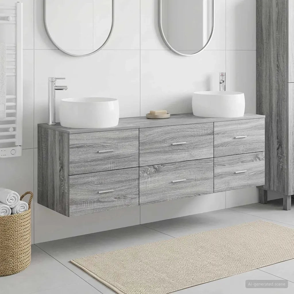 Set di mobili per il bagno 3 pz Sonoma grigio 3405920