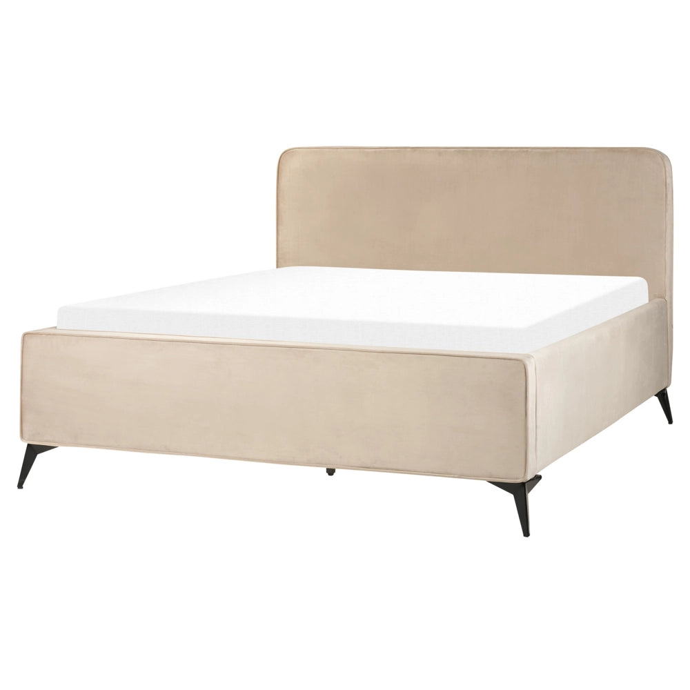 Letto Grigio Talpa in velluto Gambe in metallo nero 160 x 200 cm a doghe Camera da letto Classica Minimalista
