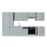 Cucina componibile Fame-Line Blu-grigio chiaro/Bianco 355 cm, PL Marmo Vicco